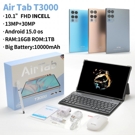 تابلت AirTab T3000 10 1 مزود بكيبورد وماوس وقلم ضمان 6 شهور سماعة هدية