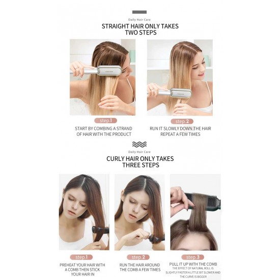 فرشاة فك تشابك الشعر الحرارية 2 In 1 Electric Straightener