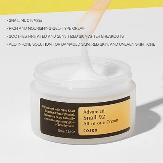 COSRX ADVANCED SNAIL 92 ALL IN ONE CREAM 100Gكوسركس كريم خلاصة الحلزون المطور 92 الكل في واحد