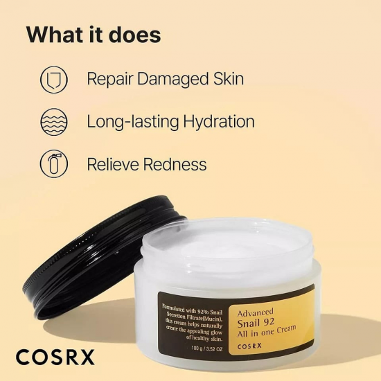 COSRX ADVANCED SNAIL 92 ALL IN ONE CREAM 100Gكوسركس كريم خلاصة الحلزون المطور 92 الكل في واحد