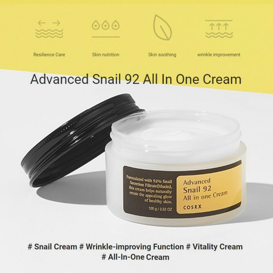 COSRX ADVANCED SNAIL 92 ALL IN ONE CREAM 100Gكوسركس كريم خلاصة الحلزون المطور 92 الكل في واحد
