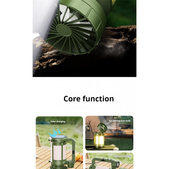 كشاف وشاحن موبايل ومروحة للرحلات والسفارى يعمل بالطاقة الشمسية