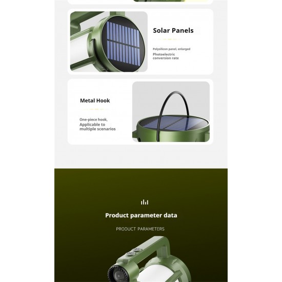 كشاف وشاحن موبايل ومروحة للرحلات والسفارى يعمل بالطاقة الشمسية