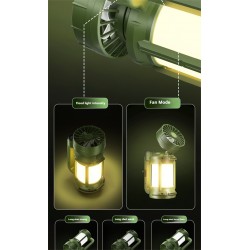 كشاف وشاحن موبايل ومروحة للرحلات والسفارى يعمل بالطاقة الشمسية