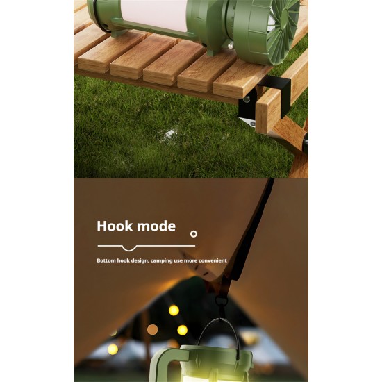 كشاف وشاحن موبايل ومروحة للرحلات والسفارى يعمل بالطاقة الشمسية