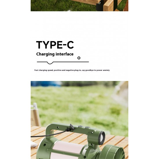 كشاف وشاحن موبايل ومروحة للرحلات والسفارى يعمل بالطاقة الشمسية