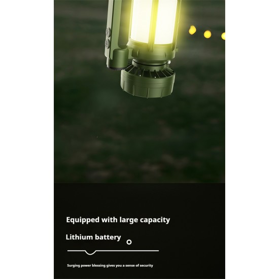 كشاف وشاحن موبايل ومروحة للرحلات والسفارى يعمل بالطاقة الشمسية