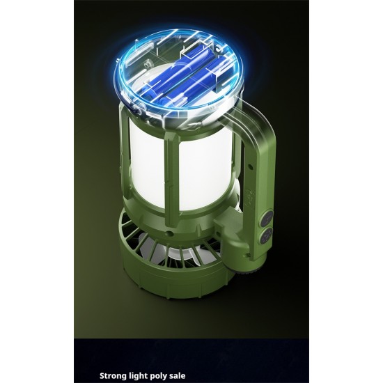 كشاف وشاحن موبايل ومروحة للرحلات والسفارى يعمل بالطاقة الشمسية