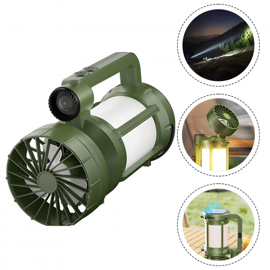 كشاف وشاحن موبايل ومروحة للرحلات والسفارى يعمل بالطاقة الشمسية