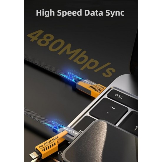 كابل شاحن USB متعدد 15 سم شحن سريع 65 واط 3 في 1 Lightning Type C Micro USB