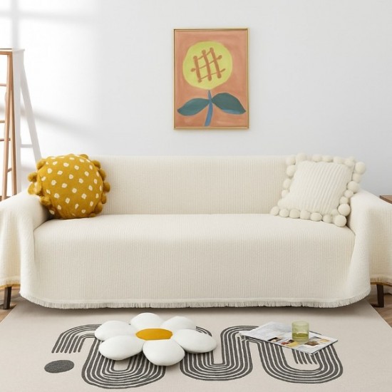 عرض قطعتين مفرش مضلع فرنسي اوف وايت