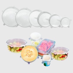 عرض غطاء حلة معدن متعدد المقاسات 6 قطع أغطية سيليكون فائقة الإمتداد قابلة لإعادة الاستخدام