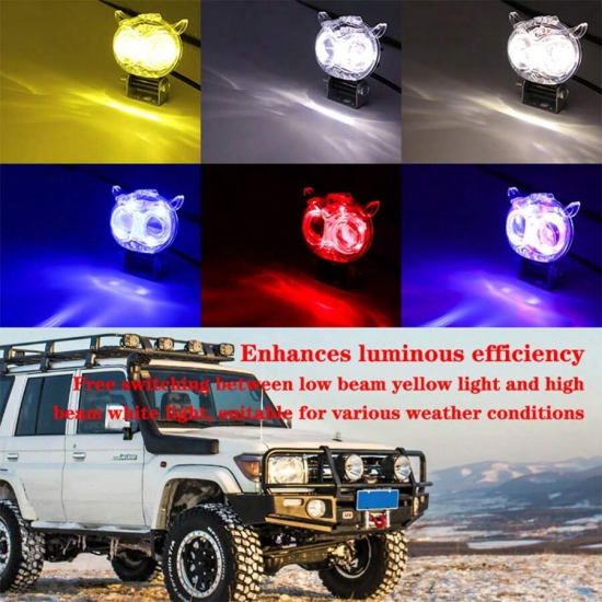 عرض قطعتين ليد البومة 2 عدسة للسيارة والموتوسيكل شفاف