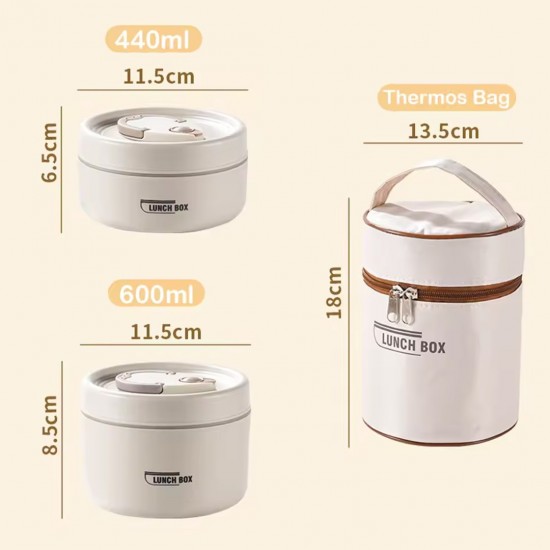 عرض لانش بوكس حرارى مع شنطة هدية مع كوب سعة 1.18 لتر من الفولاذ المقاوم للصدأ