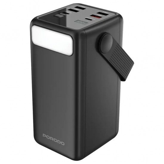 Porodo Power Bank 50000mAh with Integrated Cables Flashlight Black