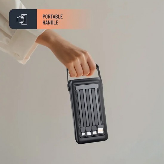 Porodo Power Bank 50000mAh with Integrated Cables Flashlight Black
