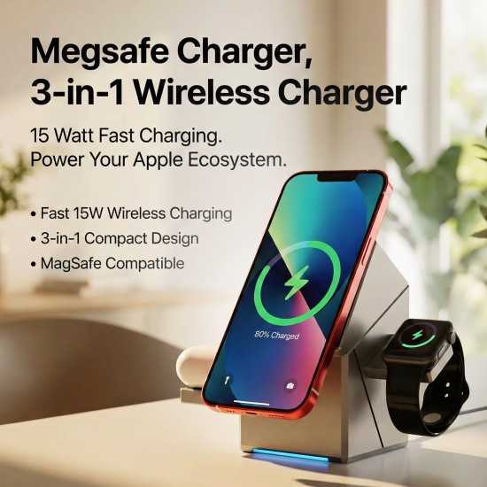 Megsafe Charger 3 in 1 Wireless Charger 15 Watt