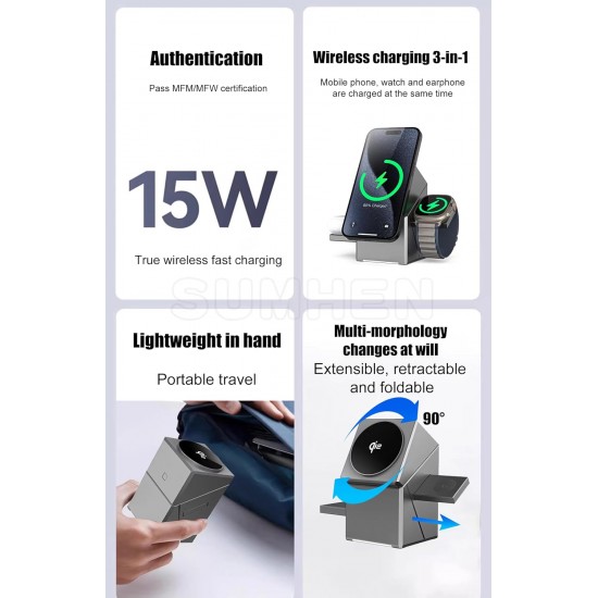 Megsafe Charger 3 in 1 Wireless Charger 15 Watt