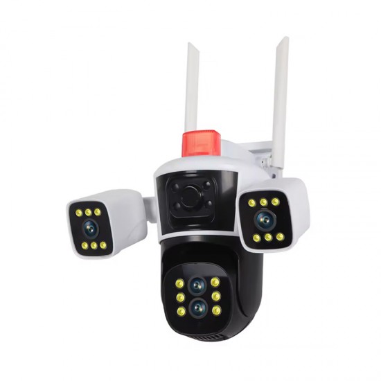 عرض قطعتين كاميرة مراقبة ب ثلاث عدسات 360 درجة تعمل بالطاقة الشمسية