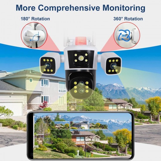 عرض قطعتين كاميرة مراقبة ب ثلاث عدسات 360 درجة تعمل بالطاقة الشمسية