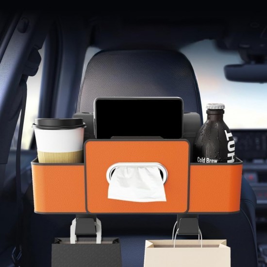 منظم لمقعد السيارة الخلفي مع حامل اكواب وصندوق مناديل