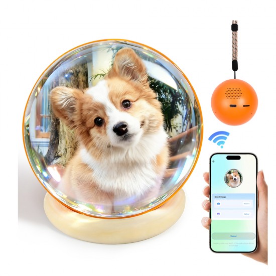 كرة كريستال ثلاثية الأبعاد مع مشغل فيديو