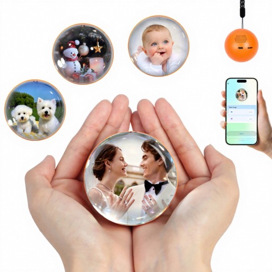 كرة كريستال ثلاثية الأبعاد مع مشغل فيديو