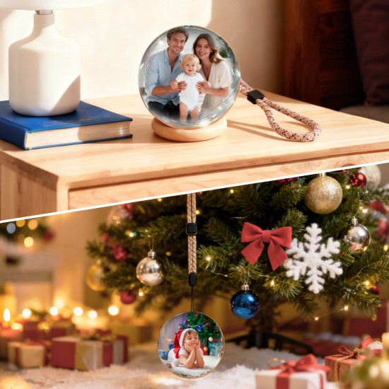 كرة كريستال ثلاثية الأبعاد مع مشغل فيديو