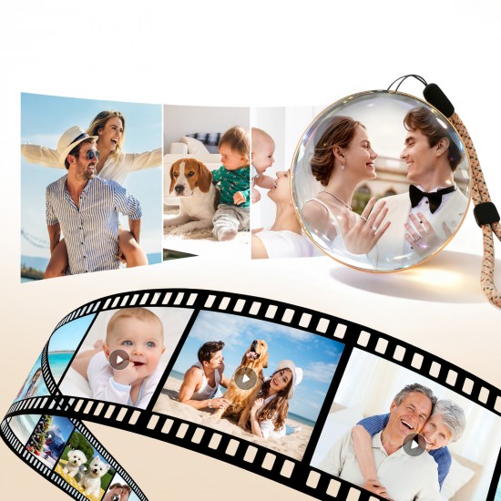 كرة كريستال ثلاثية الأبعاد مع مشغل فيديو